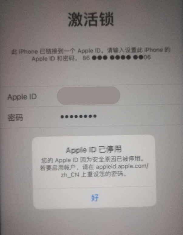 精河苹果手机维修分享iPhone 12 出现提示“Apple ID 已停用”怎么办 